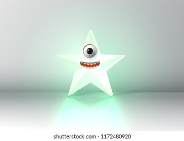 High detailed emoticon star, vector illustration