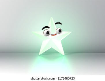High detailed emoticon star, vector illustration