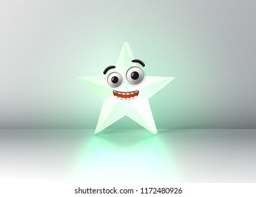 High detailed emoticon star, vector illustration