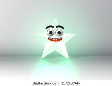 High detailed emoticon star, vector illustration
