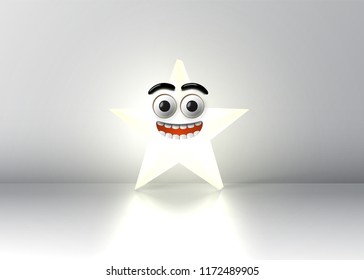 High detailed emoticon star, vector illustration