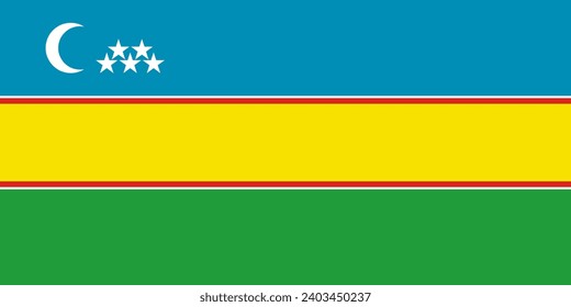 High detailed flag of Karakalpakstan. National Karakalpakstan flag. 3D illustration.