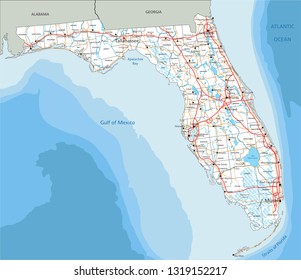 High Detailed Florida Road Map Labeling Stock Vector (Royalty Free