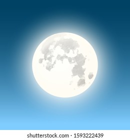 High Detailed full moon isolated on background. Vector illustration eps 10.