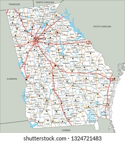 Georgia Road Map Free High Detailed Georgia Road Map Labeling Stock Vector (Royalty Free)  1324721483 | Shutterstock