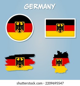 High detailed germany map silhouette with national german flag colors.