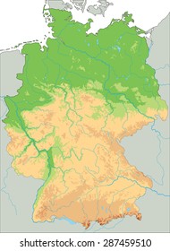 High detailed Germany physical map.