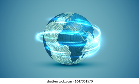 High detailed globe connection with icons, vector illustration