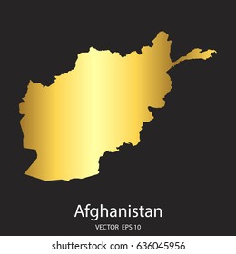 High Detailed. Gold Afghanistan Map Vector Eps 10.