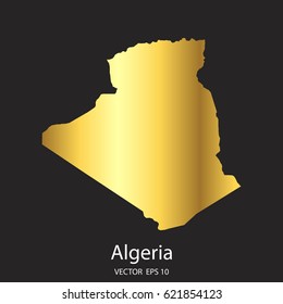 High Detailed Gold Algeria Map Vector Eps 10