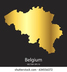 High Detailed. Gold Belgium Map Vector Eps 10.