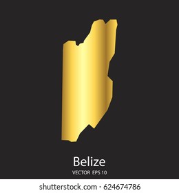 High Detailed. Gold Belize Map Vector Eps 10.