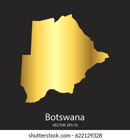 High Detailed Gold Botswana Map Vector Eps 10