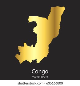 High Detailed. Gold Congo Map Vector Eps 10.