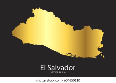 High Detailed. Gold El Salvador Map Vector Eps 10.