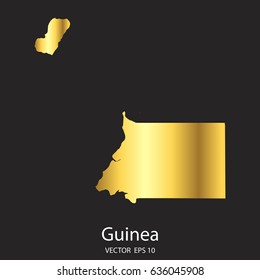 High Detailed. Gold Guinea Map Vector Eps 10.