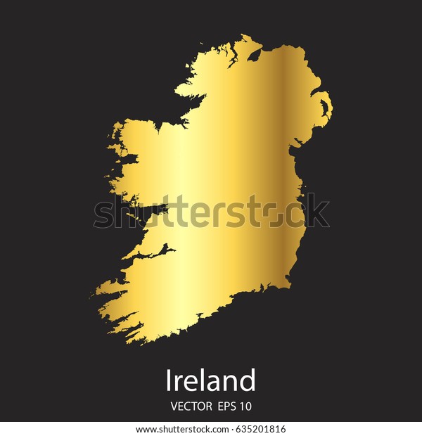 High Detailed Gold Ireland Map 600w 635201816 