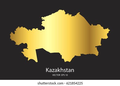 High Detailed Gold Kazakhstan Map Vector Eps 10