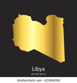High Detailed Gold Libya Map Vector Eps 10