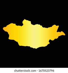 High Detailed Gold Map of Mongolia isolated on black background. Vector illustration eps 10.