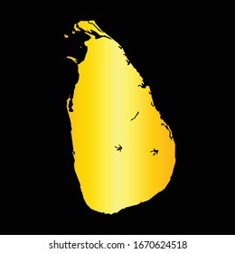 High Detailed Gold Map of Sri Lanka isolated on black background. Vector illustration eps 10.
