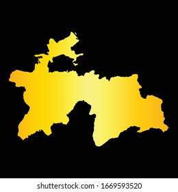High Detailed Gold Map of Tajikistan isolated on black background. Vector illustration eps 10.
