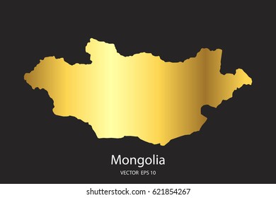 High Detailed Gold Mongolia Map Vector Eps 10