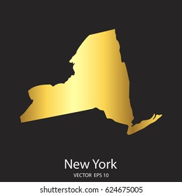 High Detailed. Gold New York Map Vector Eps 10.