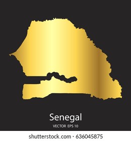 High Detailed. Gold Senegal Map Vector Eps 10.