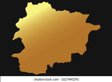 High detailed gold texture map vector map – Departments of Andorra map. Vector illustration eps 10