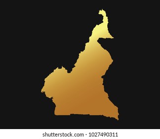 High detailed gold texture map vector map – Departments of Cameroon map. Vector illustration eps 10