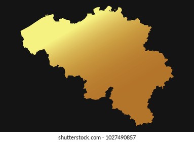 High detailed gold texture map vector map – Departments of Belgium map. Vector illustration eps 10