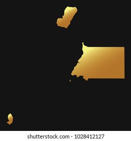 High detailed gold texture map vector map – Departments of Equatorial Guinea map. Vector illustration eps 10