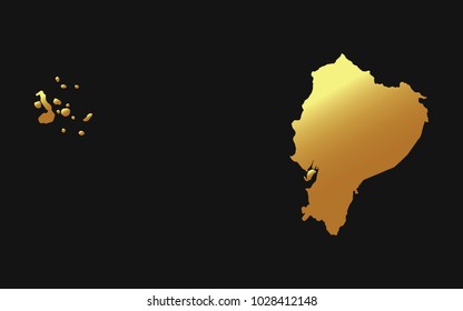 High detailed gold texture map vector map – Departments of Ecuador map. Vector illustration eps 10