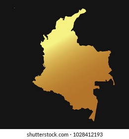 High detailed gold texture map vector map – Departments of Colombia map. Vector illustration eps 10