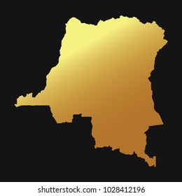 High detailed gold texture map vector map – Departments of Congo map. Vector illustration eps 10