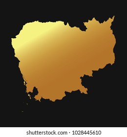 High detailed gold texture map vector map – Departments of Cambodia map. Vector illustration eps 10