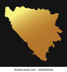High detailed gold texture map vector map – Departments of Bosnia and Herzegovina map. Vector illustration eps 10