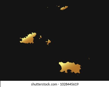 High detailed gold texture map vector map – Departments of Channel Islands map. Vector illustration eps 10