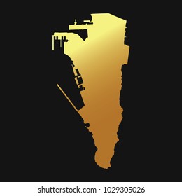 High detailed gold texture map vector map – Departments of Gibraltar map. Vector illustration eps 10