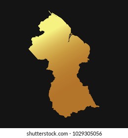 High detailed gold texture map vector map – Departments of Guyana map. Vector illustration eps 10