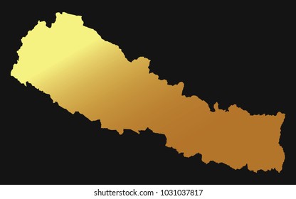 High detailed gold texture map vector map – Departments of Nepal map. Vector illustration eps 10