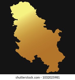 High detailed gold texture map vector map – Departments of Serbia map. Vector illustration eps 10
