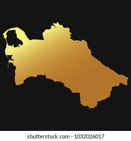 High detailed gold texture map vector map – Departments of Turkmenistan map. Vector illustration eps 10