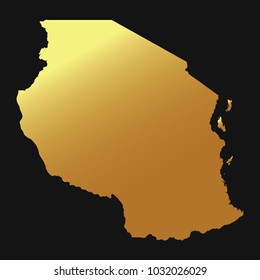 High detailed gold texture map vector map – Departments of Tanzania map. Vector illustration eps 10