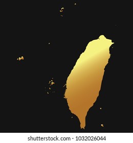 High detailed gold texture map vector map – Departments of Taiwan map. Vector illustration eps 10