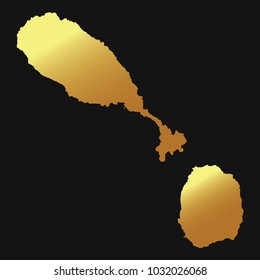 High detailed gold texture map vector map – Departments of Saint Kitts and Nevis map. Vector illustration eps 10