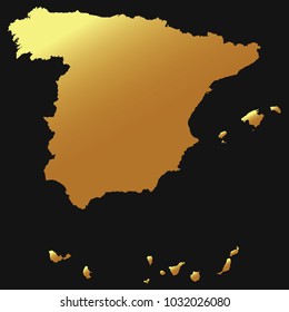 High detailed gold texture map vector map – Departments of Spain map. Vector illustration eps 10