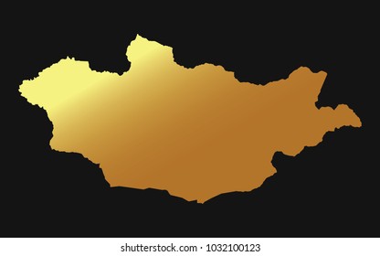 High detailed gold texture map vector map – Departments of Mongolia map. Vector illustration eps 10