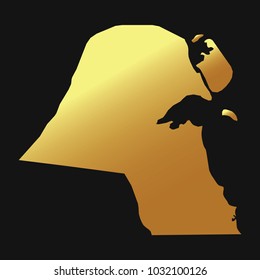 High detailed gold texture map vector map – Departments of Kuwait map. Vector illustration eps 10